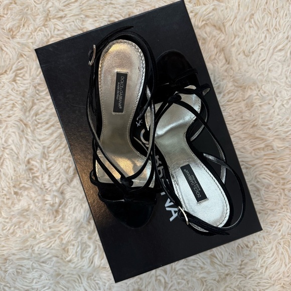 Dolce & Gabbana black strappy heel sandals black suede SZ 38.5 or 8 sexy style - Picture 2 of 14